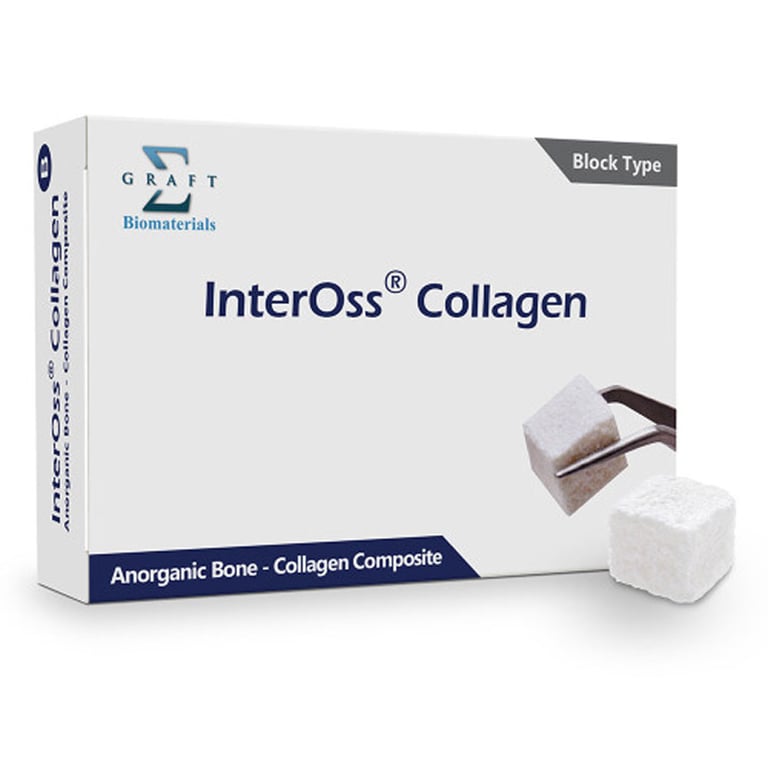 InterOss Collagen Block, 7 x 8 x 9 mm, 250 mg, Single Block. Anorganic hydroxyapatite-collagen
