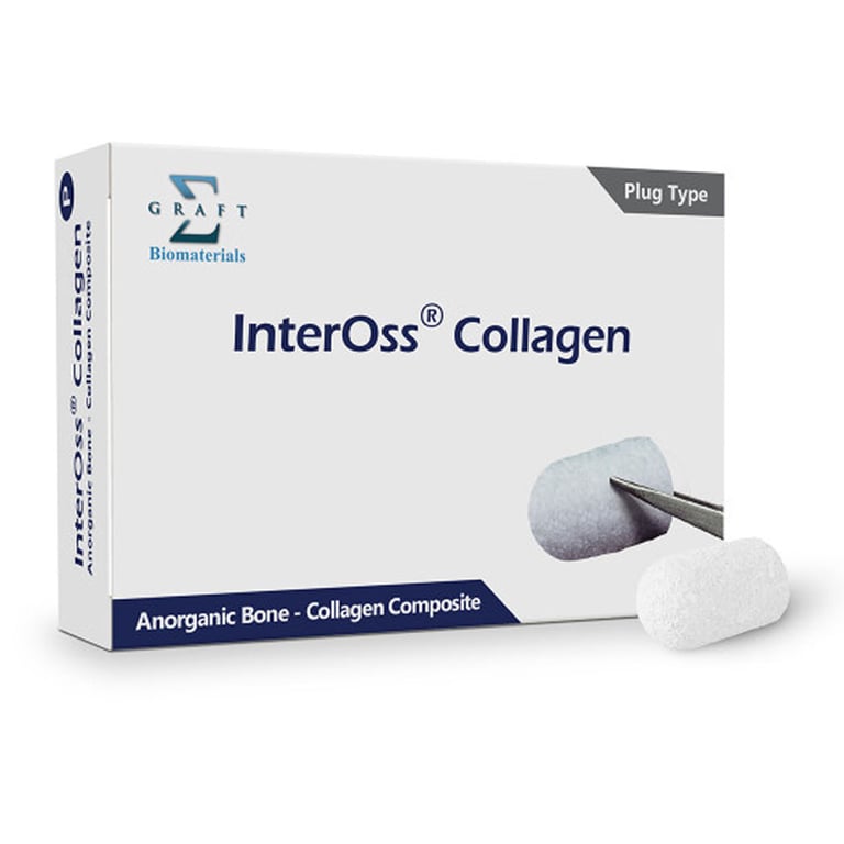InterOss Collagen Plug, 6 x 10 mm, 150 mg, Single Plug. Anorganic hydroxyapatite-collagen