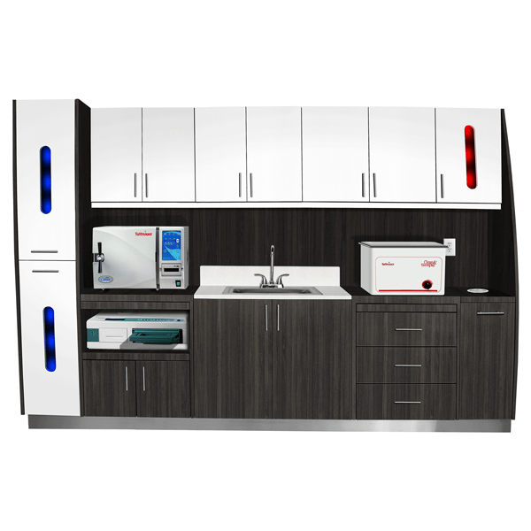 Signature Series Sterilization Unit - Complete 106", Custom built. Upper /Lower Drawers / Sliding