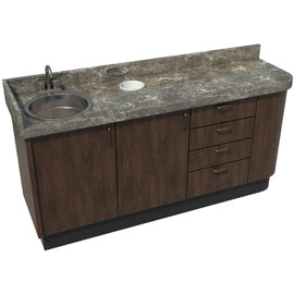 Signature Series Dental Assistant's Cabinet Round End 72"W x 20"D x 37"H. Custom made with 100%