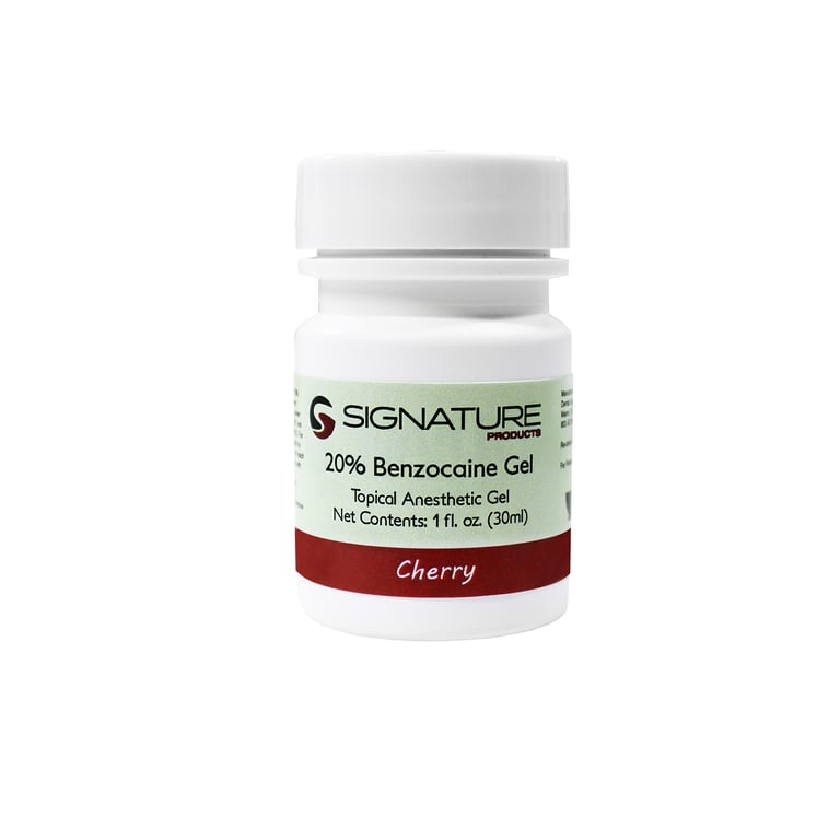 Signature Topical Anesthetic Gel, 20% Benzocaine, Cherry Flavor with no bitter aftertaste