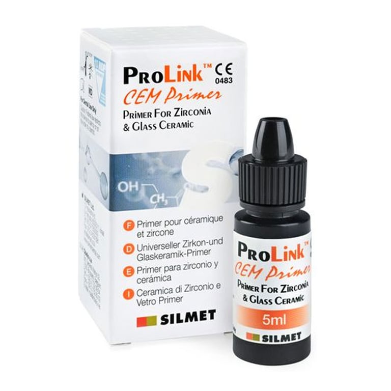 Prolink CEM Primer for Zirconia and Glass Ceramic, 5 mL Bottle. Provides an enhanced adhesive