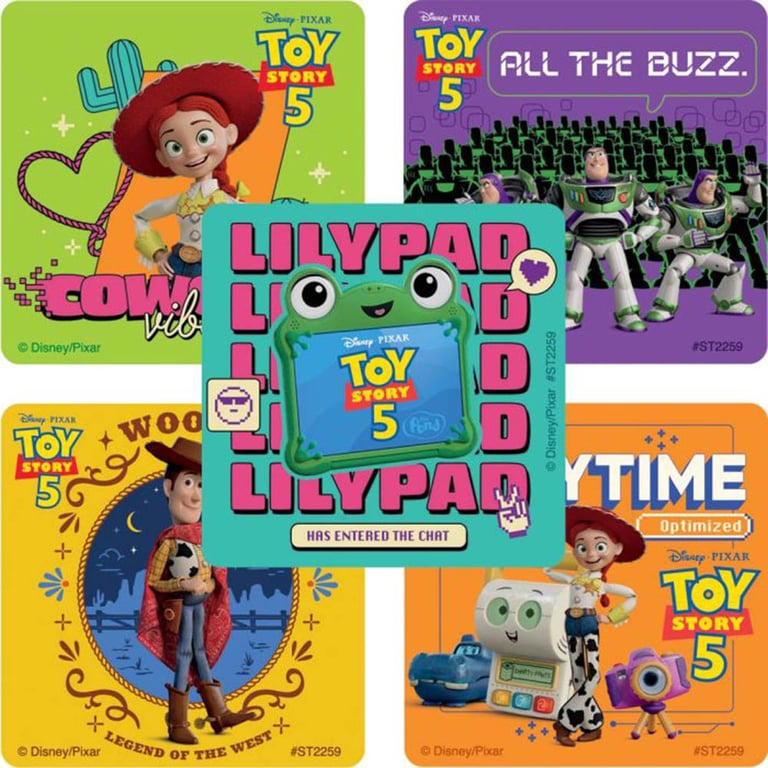 SmileMakers SmileMaker 2.5" Toy Story 5 Stickers, Latex-Free, Assorted, 100/Pk. Features colorful