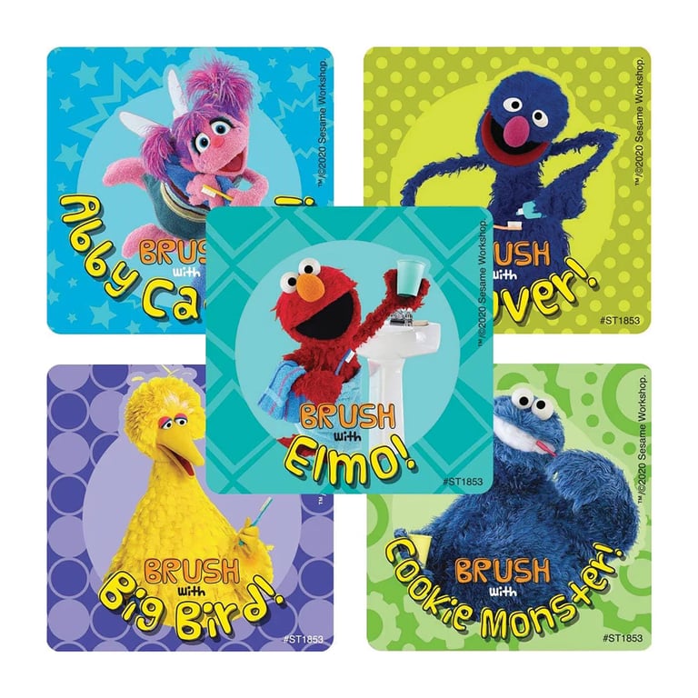 SmileMakers 2.5" Sesame Street Dental Stickers, Latex Free, Asst Designs, 100/Pk. Send patients