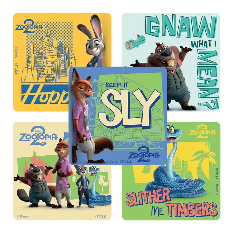 SmileMakers 2.5" Zootopia Dental Stickers, Latex Free, Asst Designs, 100/Pk. Features favorite