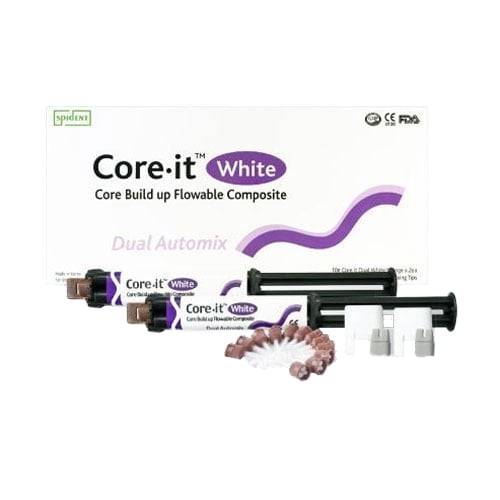 Core-it White Syringe Refill. Flowable core build up resin, Dual-Cure, 2 x 10 gm.syringes, Eco