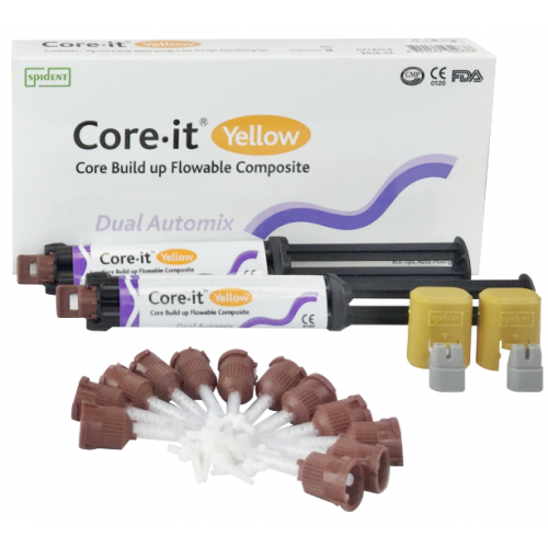 Core-it YELLOW Syringe Refill. Flowable Core Build Up Resin, Dual-Cure: 2 x 10 Gm. Smart Type