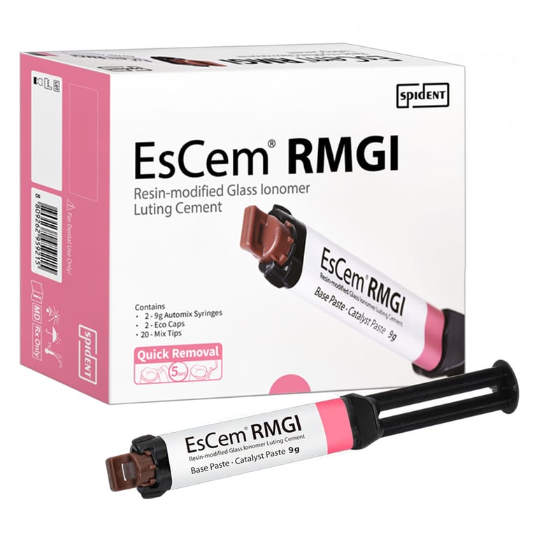 EsCem RMGI Light-Cure Resin-Modified Glass Ionomer Luting Cement, A2, 9g Syringe, 2/Pk. Includes