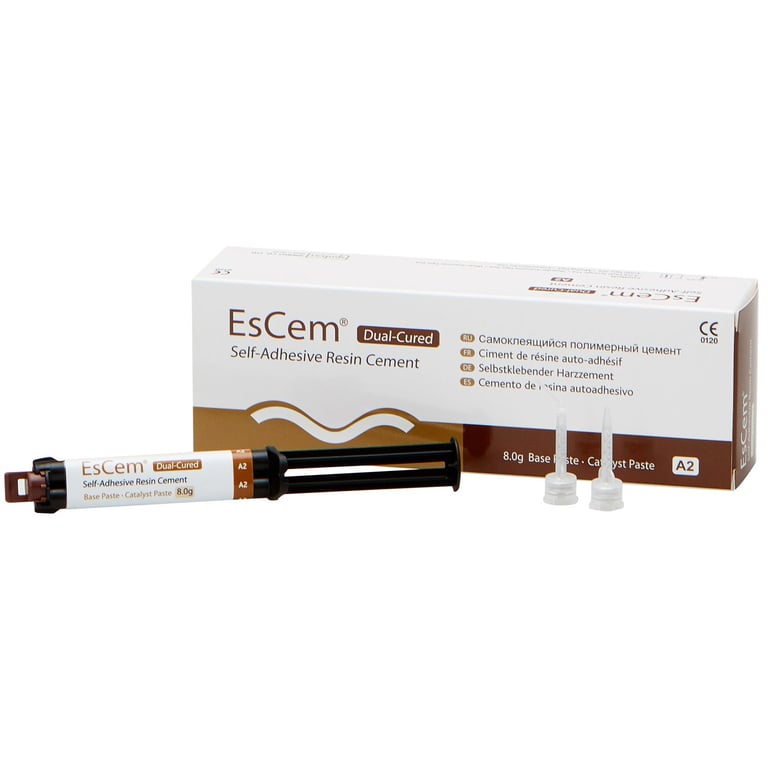 EsCem Self-Adhesive Resin Cement + Tips, Shade A2, 8.0 Gm Syringe - Base Paste/Catalyst Paste