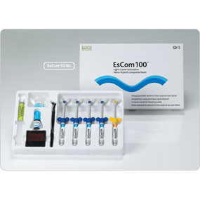 EsCom100 Kit. Light-Cured Restorative Nano Hybrid Composite Resin Kit: 4 Gm. x 5 Syringes