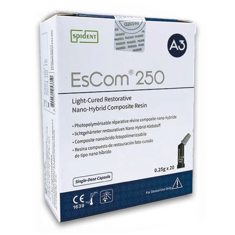 EsCom250 Light-Cured Restorative Hybrid Composite Resin Refill, A3, 0.25g Capsules, 20/Pk