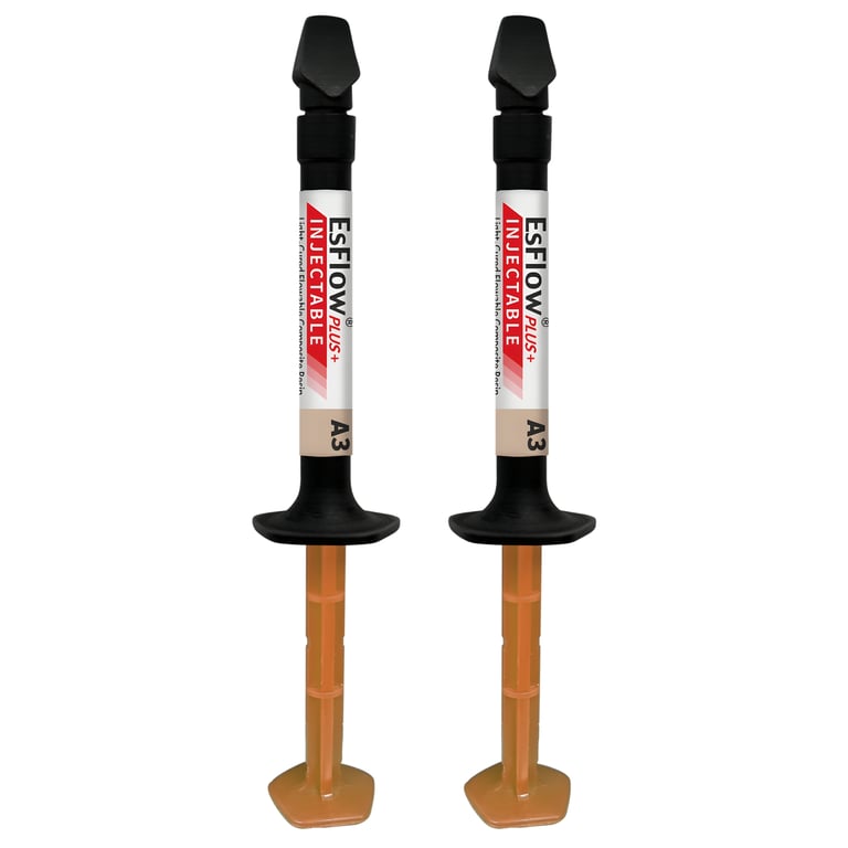 EsFlow PLUS Injectable, A3 Flowable Light-Cured Resin Composite, 2 x 2.5gm Syringes. Features