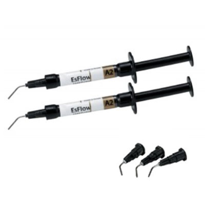 EsFlow A2 Syringes. Flowable Light-cured Resin Composite, Radiopaque. 2 - 2 Gm. Syringe and Tips