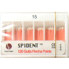 Spident Gutta Percha Points size #15, Hand Rolled / Color Coded, Package of 120