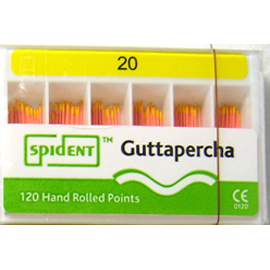 Spident Gutta Percha Points size #20, Hand Rolled / Color Coded, Package of 120