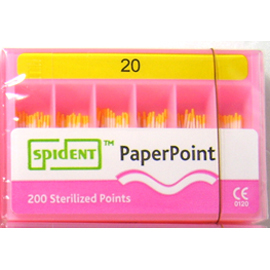 Spident Absorbent Paper Points Size #20 ISO Standardized, Color Coded, Hand-Rolled, Sterilized