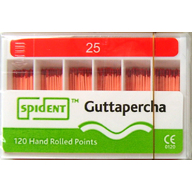 Spident Gutta Percha Points size #25, Hand Rolled / Color Coded, Package of 120