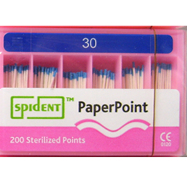 Spident Absorbent Paper Points Size #30 ISO Standardized, Color Coded, Hand-Rolled, Sterilized