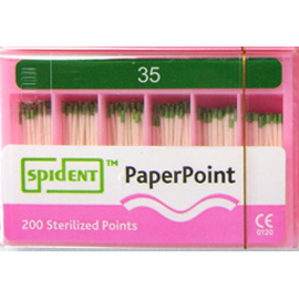 Spident Absorbent Paper Points Size #35 ISO Standardized, Color Coded, Hand-Rolled, Sterilized