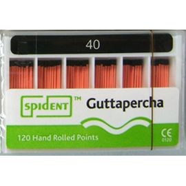 Spident Gutta Percha Points size #40, Hand Rolled / Color Coded, Package of 120