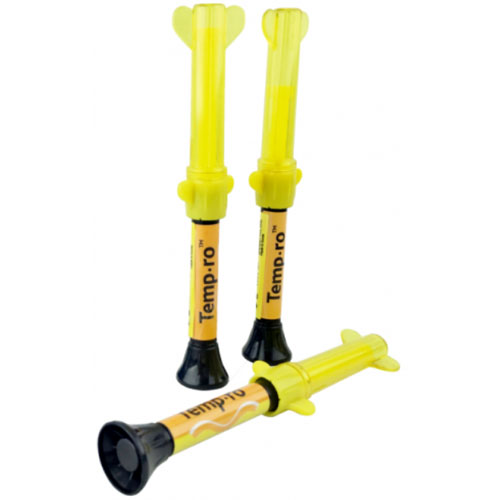 Temp.ro Temporary Filling Material - YELLOW (Natural) shade, 3 x 3 Gm. Syringes. Light-cured