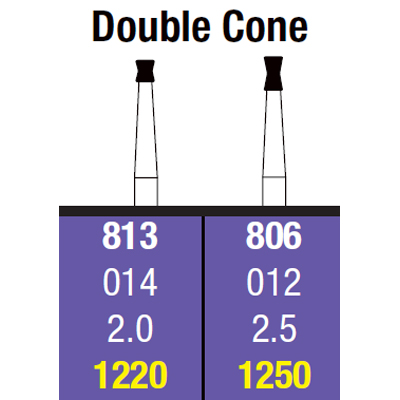 Spring FG #1220 Medium grit Double Cone single-use diamond burs, pack of 10