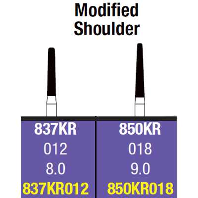 House Brand FG #837KR012 Super Coarse grit Modified Shoulder single-use diamond bur, pack of 10