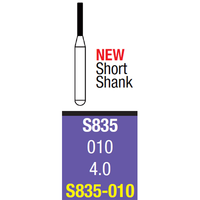 Spring FGSS #S835-010 Medium grit Flat End Cylinder single-use diamond burs, pack of 10