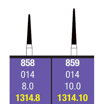 Spring FG #1314.10 Medium Grit, Pointed Cone Disposable Diamond Bur, Pack of 25