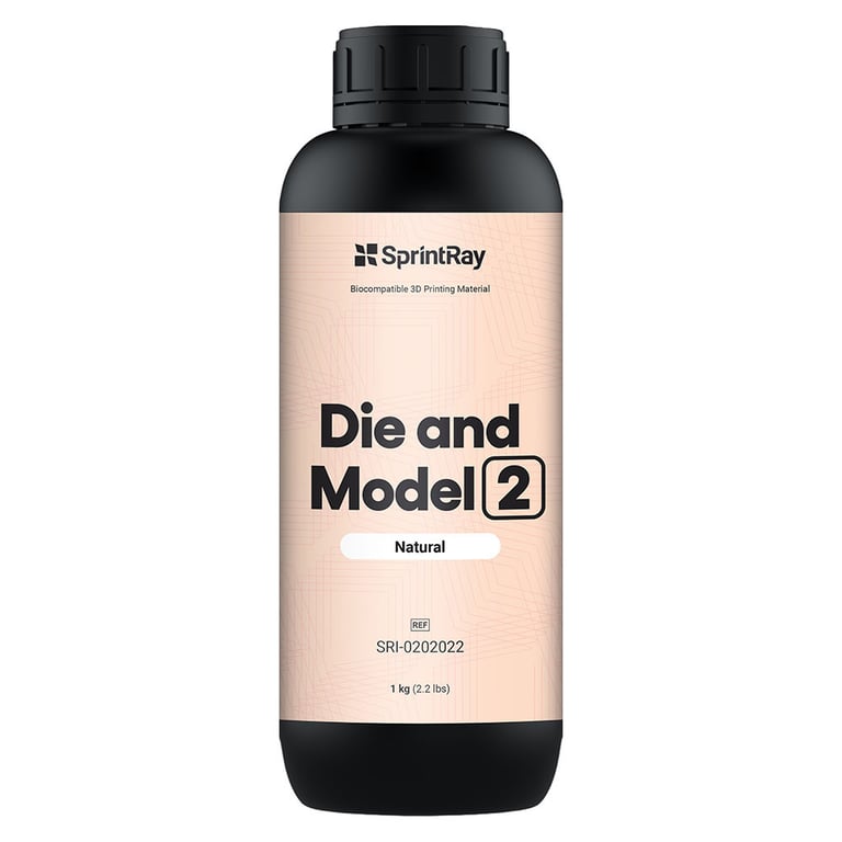 Sprintray Die and Model 2 Biocompatible 3D Printing Resin, Shade Natural, 1kg Bottle, 1/Pk