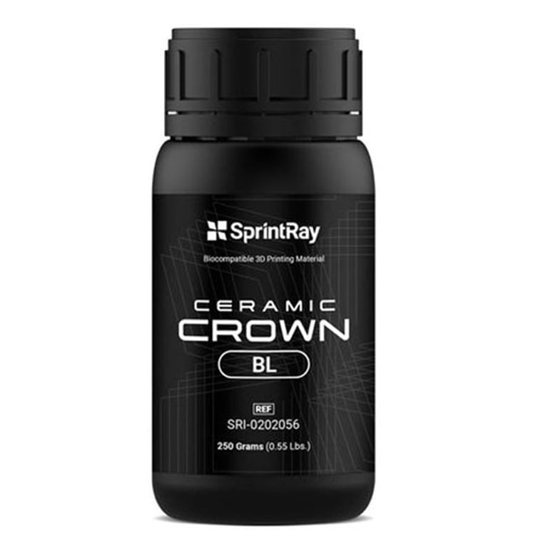 Sprintray Ceramic Crown Biocompatible 3D Printing Resin, Shade Bleach, 250gm Bottle, 1/Pk