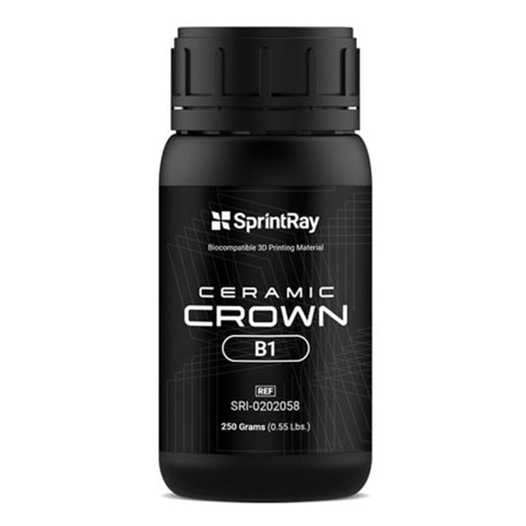 Sprintray Ceramic Crown Biocompatible 3D Printing Resin, Shade B1, 250gm Bottle, 1/Pk