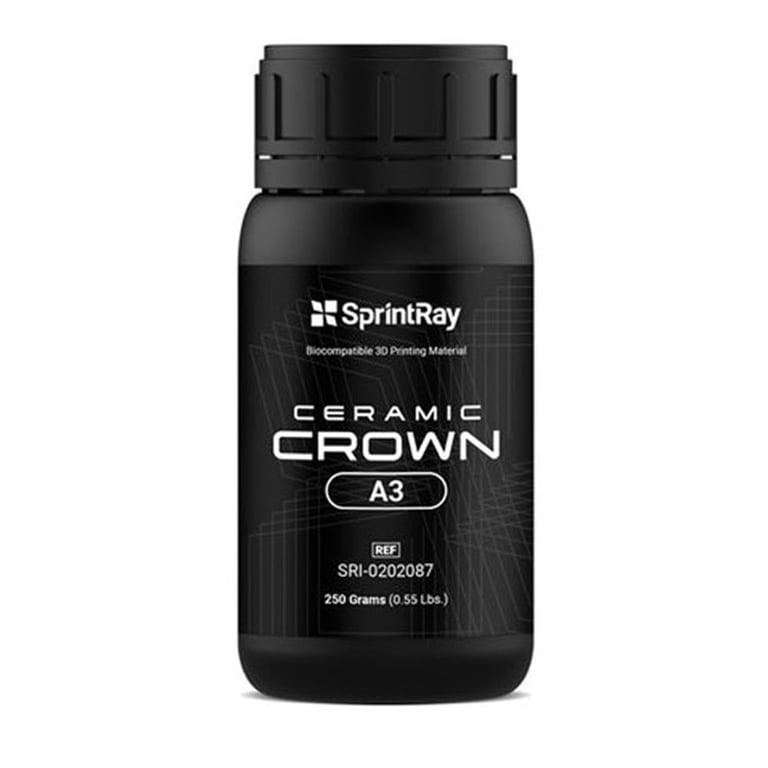 Sprintray Ceramic Crown Biocompatible 3D Printing Resin, Shade A3, 250gm Bottle, 1/Pk