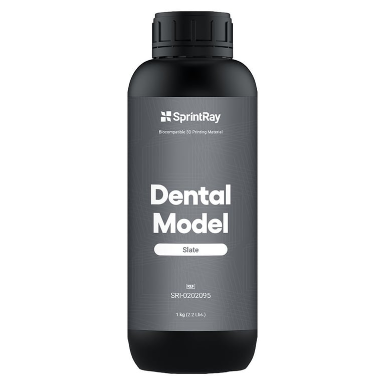 Sprintray Dental Model Biocompatible 3D Printing Resin, Shade Slate, 1kg Bottle, 1/Pk