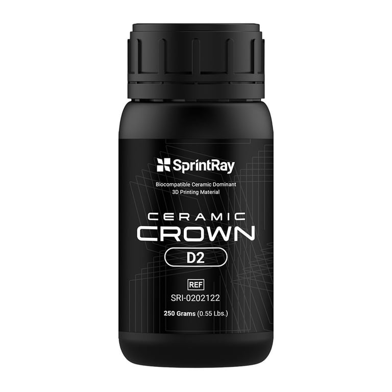 Sprintray Ceramic Crown Biocompatible 3D Printing Resin, Shade D2, 250gm Bottle, 1/Pk
