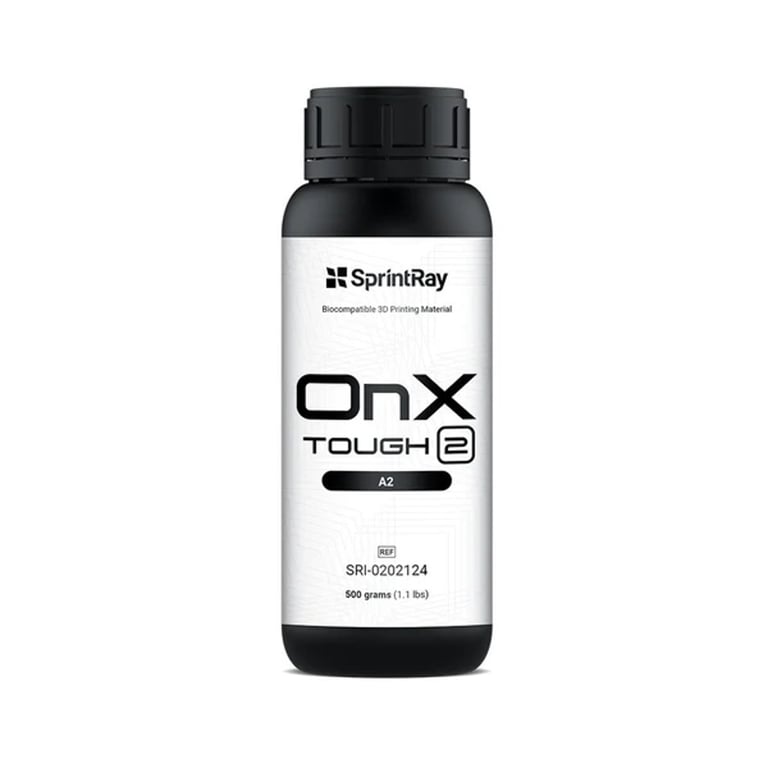Sprintray OnX Tough 2 Biocompatible 3D Printing Resin, Shade A2, 500gm Bottle, 1/Pk