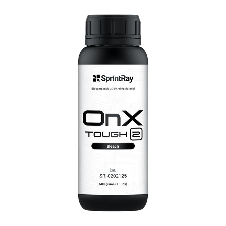 Sprintray OnX Tough 2 Biocompatible 3D Printing Resin, Shade Bleach, 500gm Bottle, 1/Pk