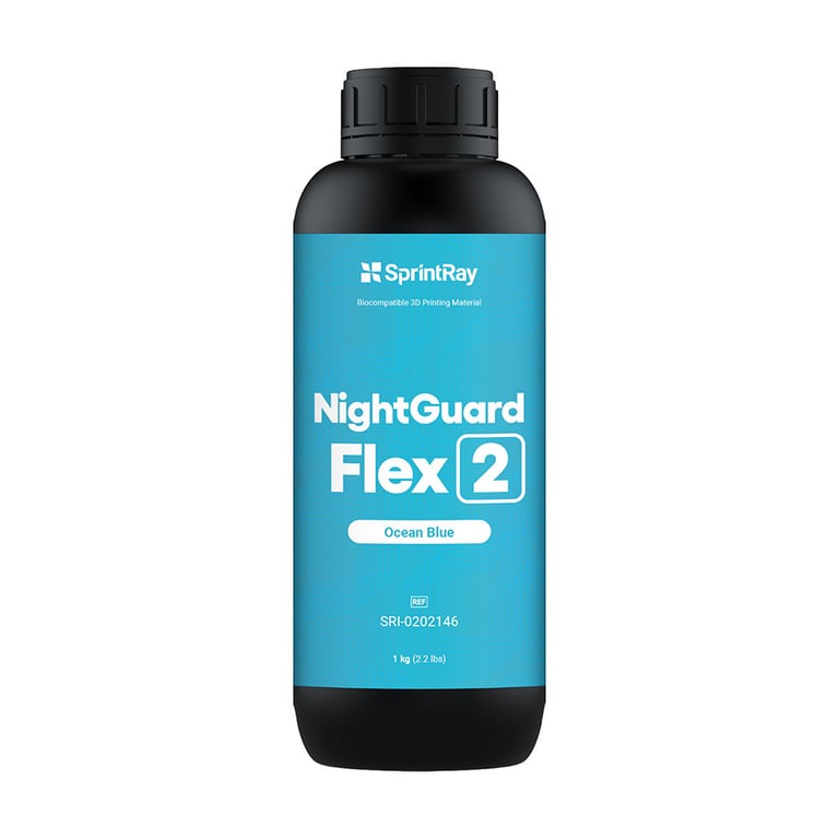 Sprintray Nightguard Flex Biocompatible 3D Printing Resin, Shade Ocean Blue, 1kg Bottle, 1/Pk