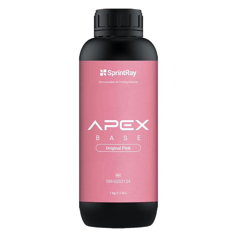 Sprintray Apex Flex 3D Printing Resin, Denture Base, Original Pink, 1kg Bottle, 1/Pk