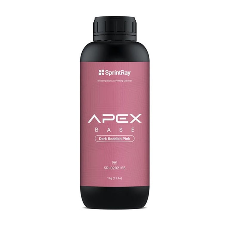 Sprintray Apex Flex 3D Printing Resin, Denture Base, Dark Reddish Pink, 1kg Bottle, 1/Pk