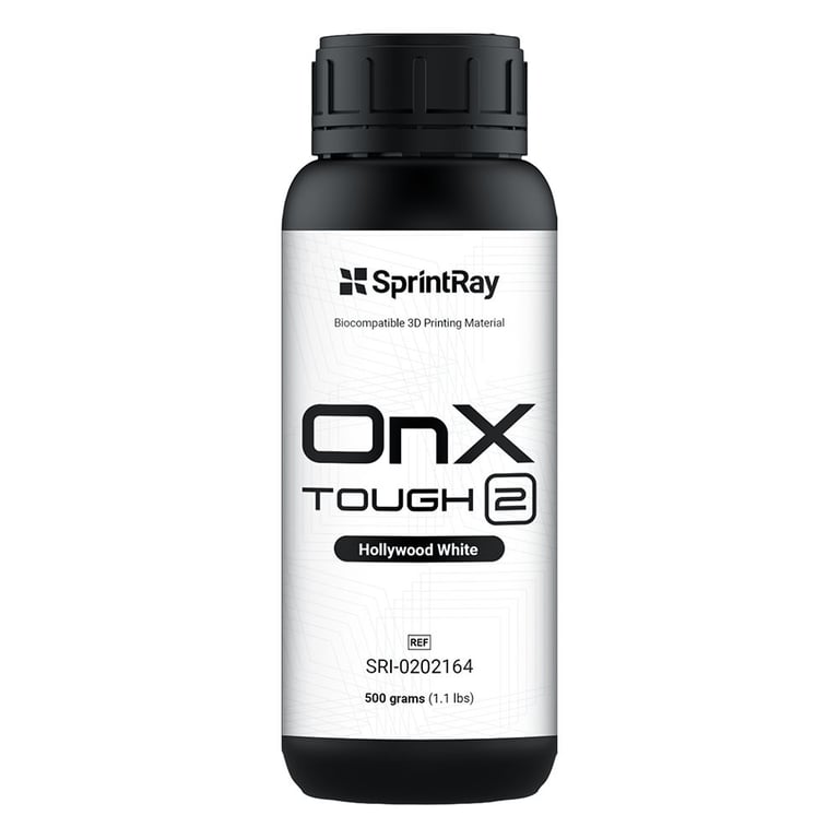Sprintray OnX Tough 2 Biocompatible 3D Printing Resin, Shade Hollywood White, 500gm Bottle, 1/Pk