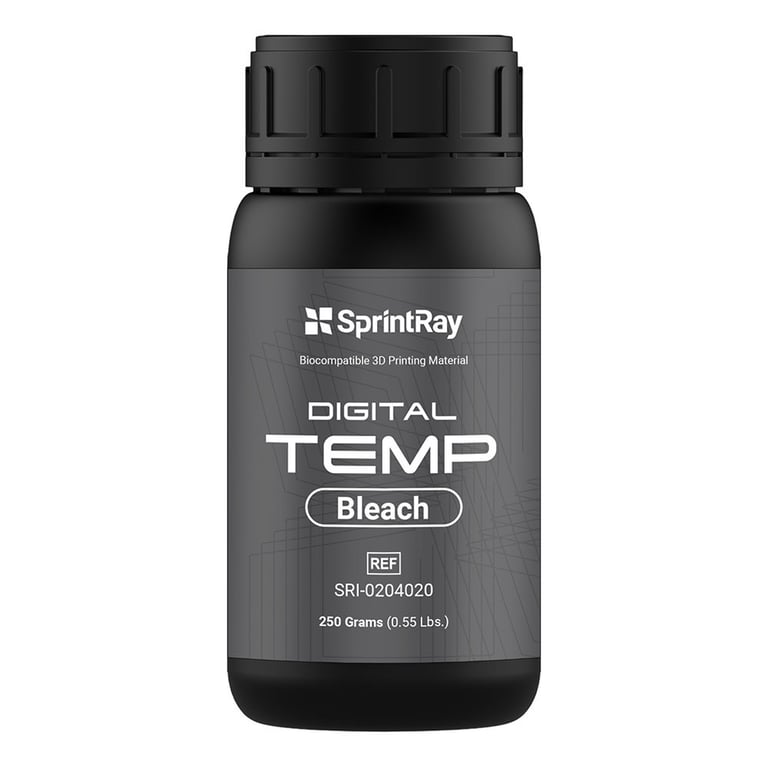 Sprintray Digital Temp Biocompatible 3D Printing Resin, Shade Bleach, 250gm Bottle, 1/Pk