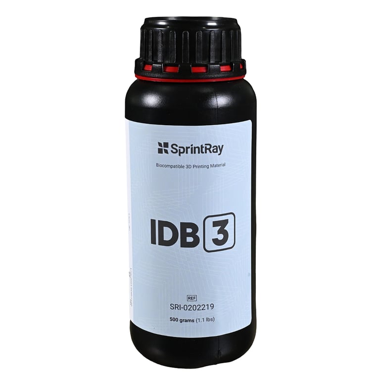Sprintray IDB 3 Biocompatible 3D Printing Resin, Translucent, 500g Bottle, 1/Pk. Forms indirect