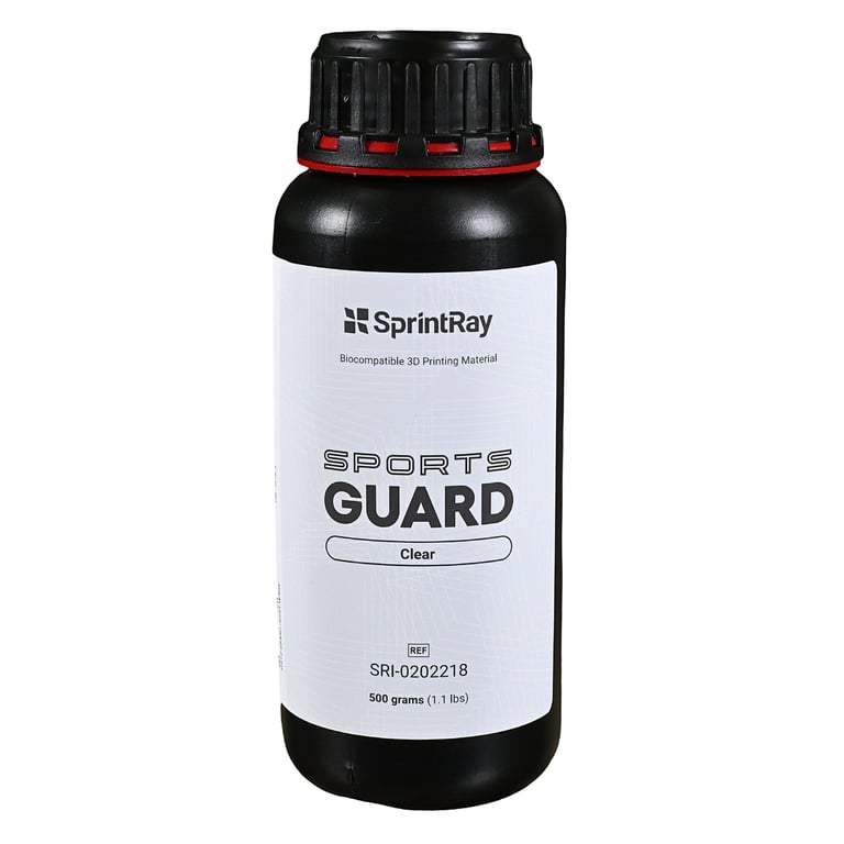 Sprintray SportsGuard Biocompatible 3D Printing Resin, Clear, 500g Bottle, 1/Pk. Prints custom