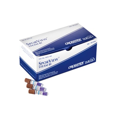 Crosstex SporView Self-Contained Biological Indicators 100/Box. For monitoring steam
