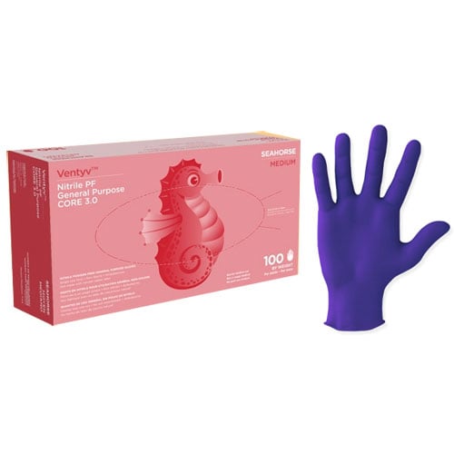Ventyv Core 3.0 (Seahorse) Nitrile General Purpose (NON-MEDICAL) Glove, Large, Cobalt Blue