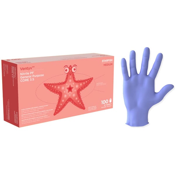Ventyv Core 3.5 (Starfish) Nitrile General Purpose (NON-MEDICAL) Glove, Medium, Lavender Blue