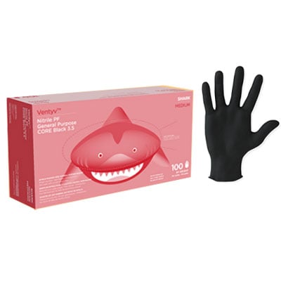 Ventyv Core 3.5 (Shark) Nitrile General Purpose (NON-MEDICAL) Glove, Medium, Black, 100/Box