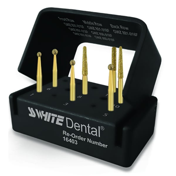 Great White Z Endodontic Zirconia Access Kit - Contains 7 GWZ Diamond Burs plus autoclavable block