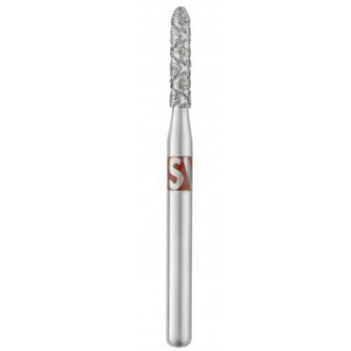 Piranha Diamonds FG #877.012 Fine Grit, Modified Beveled Cylinder, Single Use Diamond Bur. Package